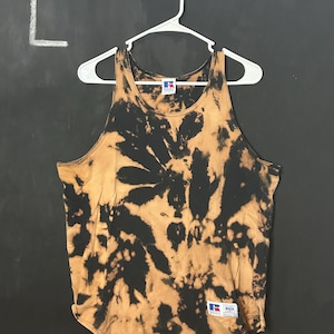 Bleach Dyed Black Tank Top - Large