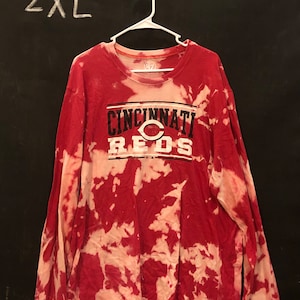 Bleach Dyed Cincinnati Reds Long Sleeve T-Shirt - 2XL