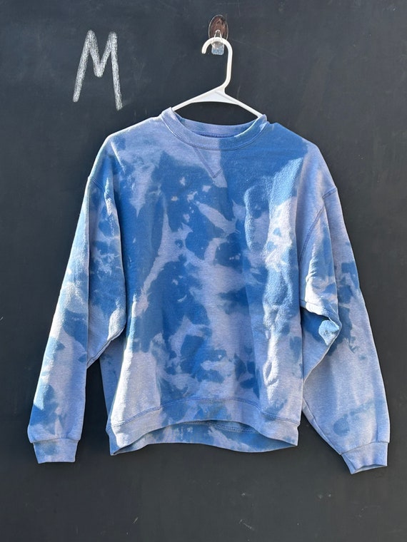 Bleach Dye Hoodie Light Blue Bleached Sweatshirt Bleach Tie Dye