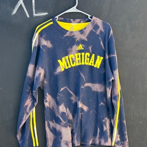 Bleach Dyed Michigan Long Sleeve Thermal Shirt - XL