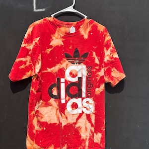 Bleach Dyed Upcycled Adidas T-Shirt - Large