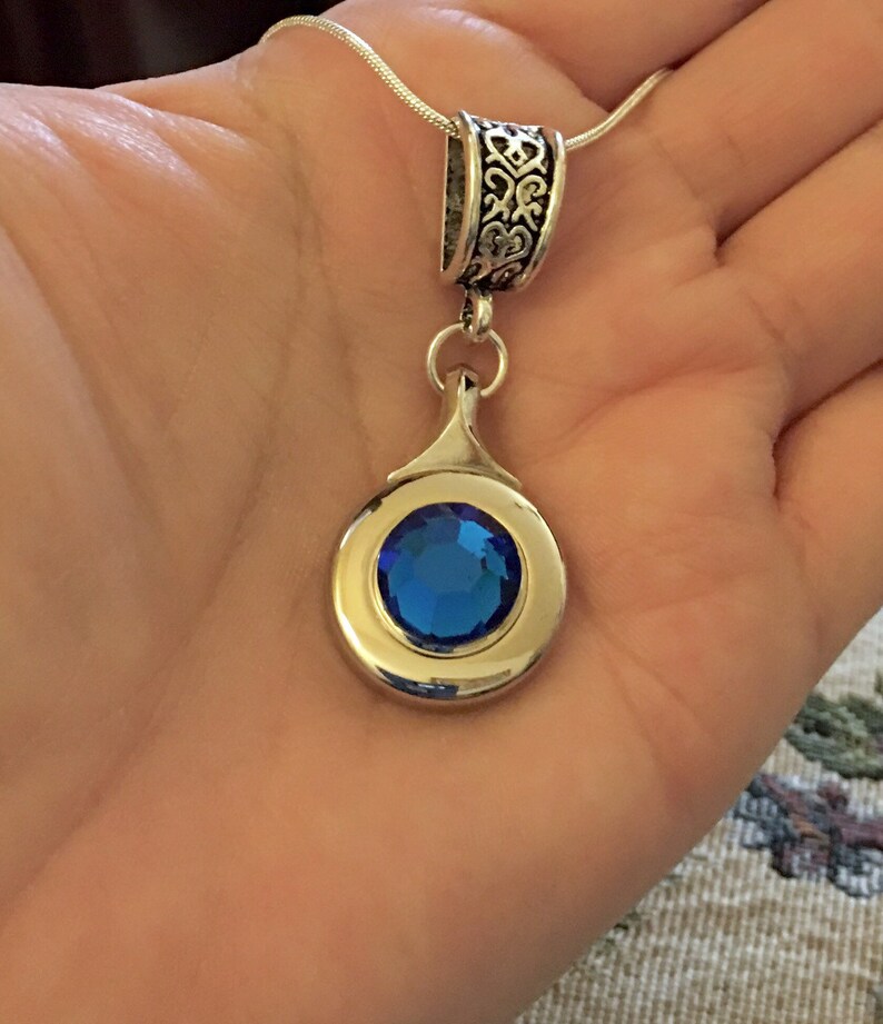 Flute Key Necklace Flute Jewelry Capri Blue genuine Swarovski Etsy