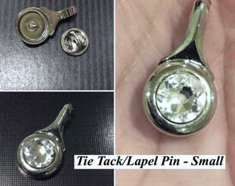Flute Key Lapel or Tie Pin- Tiny Triller Key with Clear Swarovski Crystal (other colors available)!