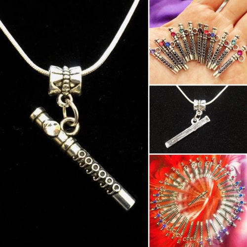 Silver Flute Key Necklace With Matching Silver Plated Snake Etsy