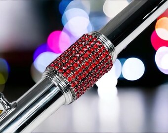 Flute Barrel Bling-RED, plus 2 copper barrel finish protectors, acrylic application wand, carrying case, cleaning cloth, app instructions