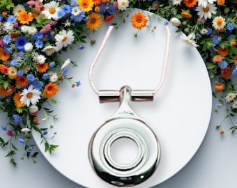 Limited Edition French Flute Key Necklace with Extra mechanism on both sides of neck with matching snake chain! Nickel Finish.