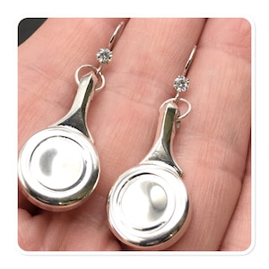 Crystal embellished Flute Key Earrings - Matching Silver B Keys hanging from crystal embellished Sterling Silver Fishhooks.