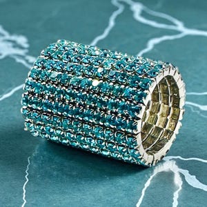 Flute Barrel Bling-AQUA, plus 2 copper barrel finish protectors, acrylic application wand, carrying case, cleaning cloth, app instructions