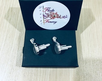 Cufflinks custom made with matching B flute keys (engraving available)