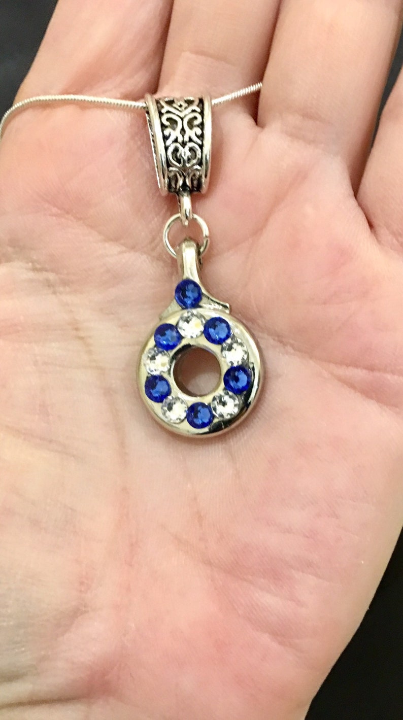 Flute Key Necklace Silver Flute Key Blue & Clear Swarovski Etsy