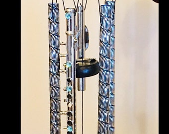 Piccolo Wind Chimes - RARE! Hand made with Swarovski Crystals and authentic piccolo body and keys