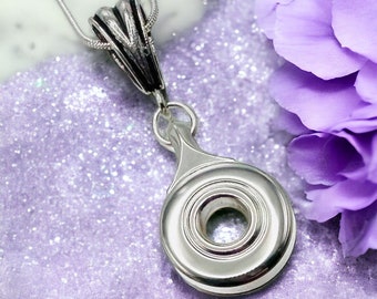 Flute Key Necklace Open Hole/French flute key hanging from antique silver bail with matching silver plated snake chain.