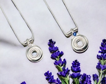Limited Edition Silver French Flute Key Necklace with Extra mechanism on both sides of neck with Swarovski Crystal on snake chain