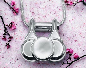 Silver Piccolo Key Necklace with matching silver Plated snake chain.