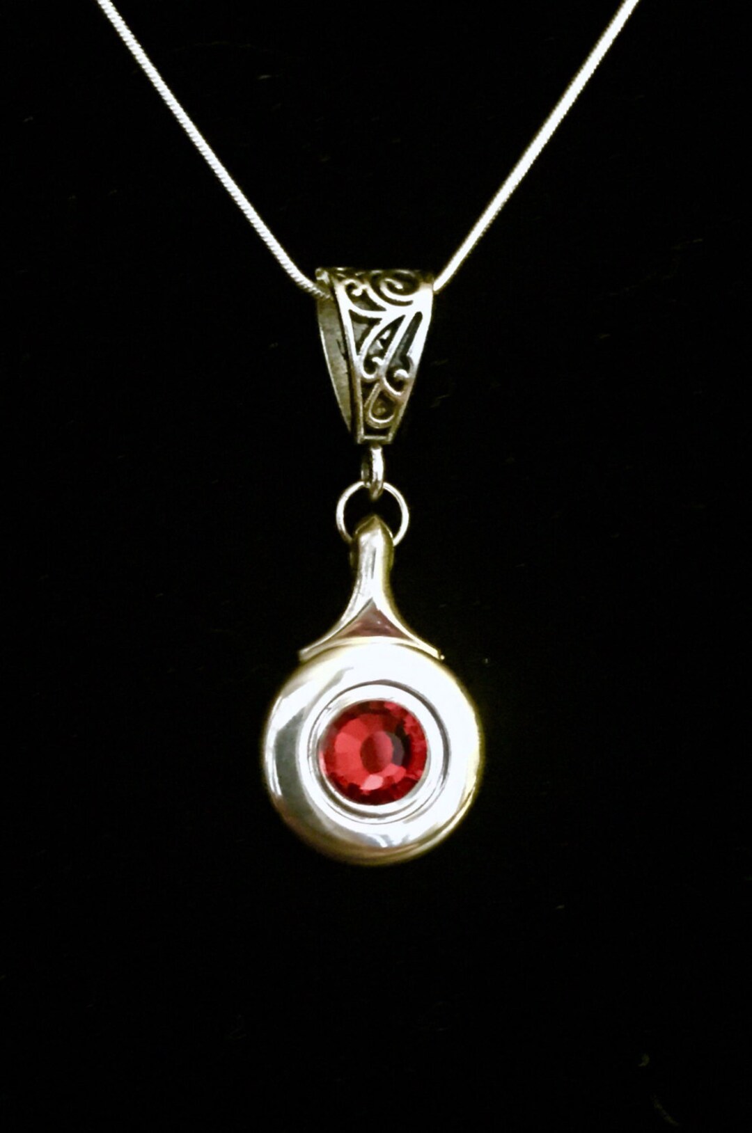 Flute Key Necklace plateau With Matching Silver Color Snake Chain and