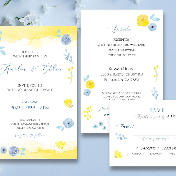 Blue Yellow Wedding - Etsy