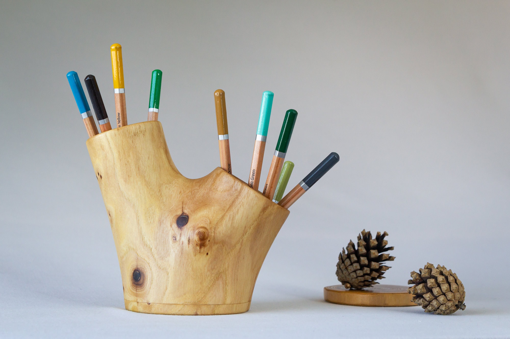 Wooden pen holder / Desk organizer / home office decor / Etsy