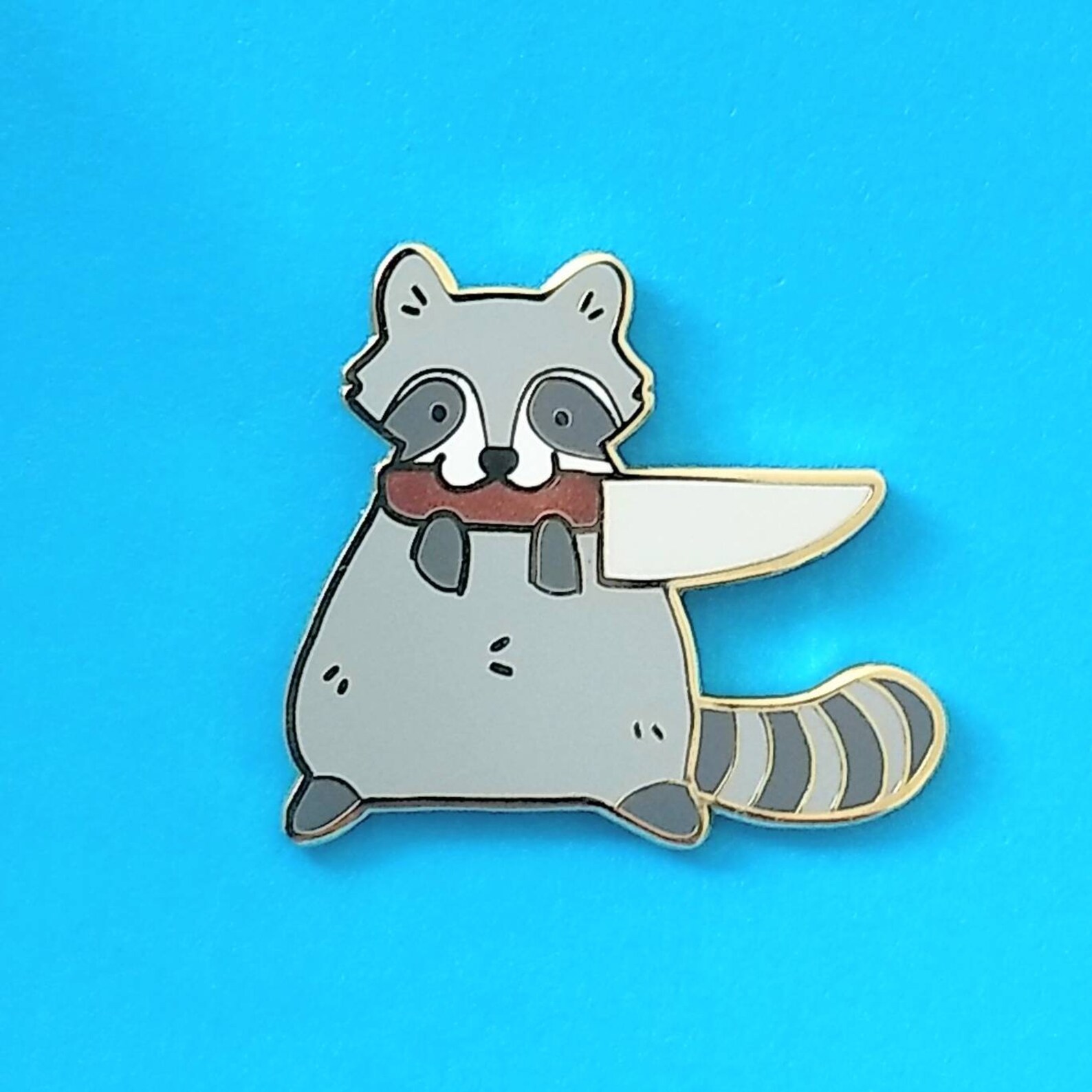Knife Raccoon Enamel Pin Raccoon Holding Knife Pin Knife Etsy