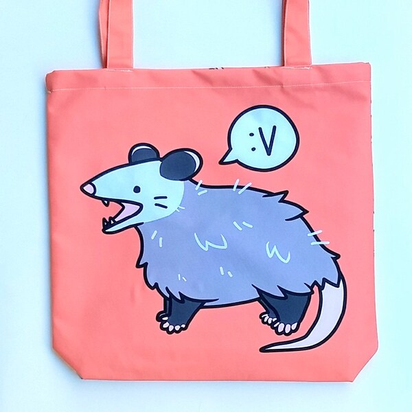Opossum Scream Tote Bag — Cute Opossum Shopping Bag — Reusable Grocery Bag — Opossum Tote Opossum Bag — Trash Animal Possum