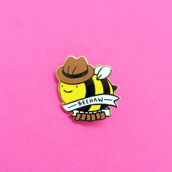 Beehaw Enamel Pin — Cowboy Bee Pin — Insect Hard Enamel Pin — Bee With Cowboy Hat and Boots Pin — Honeybee Lapel Pin