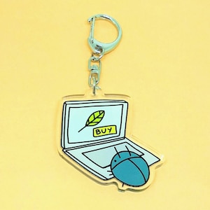 Computer Bug Keychain — Cute Insect Keychain — Punny Beetle Bug Keychain — Double Sided Acrylic Charm