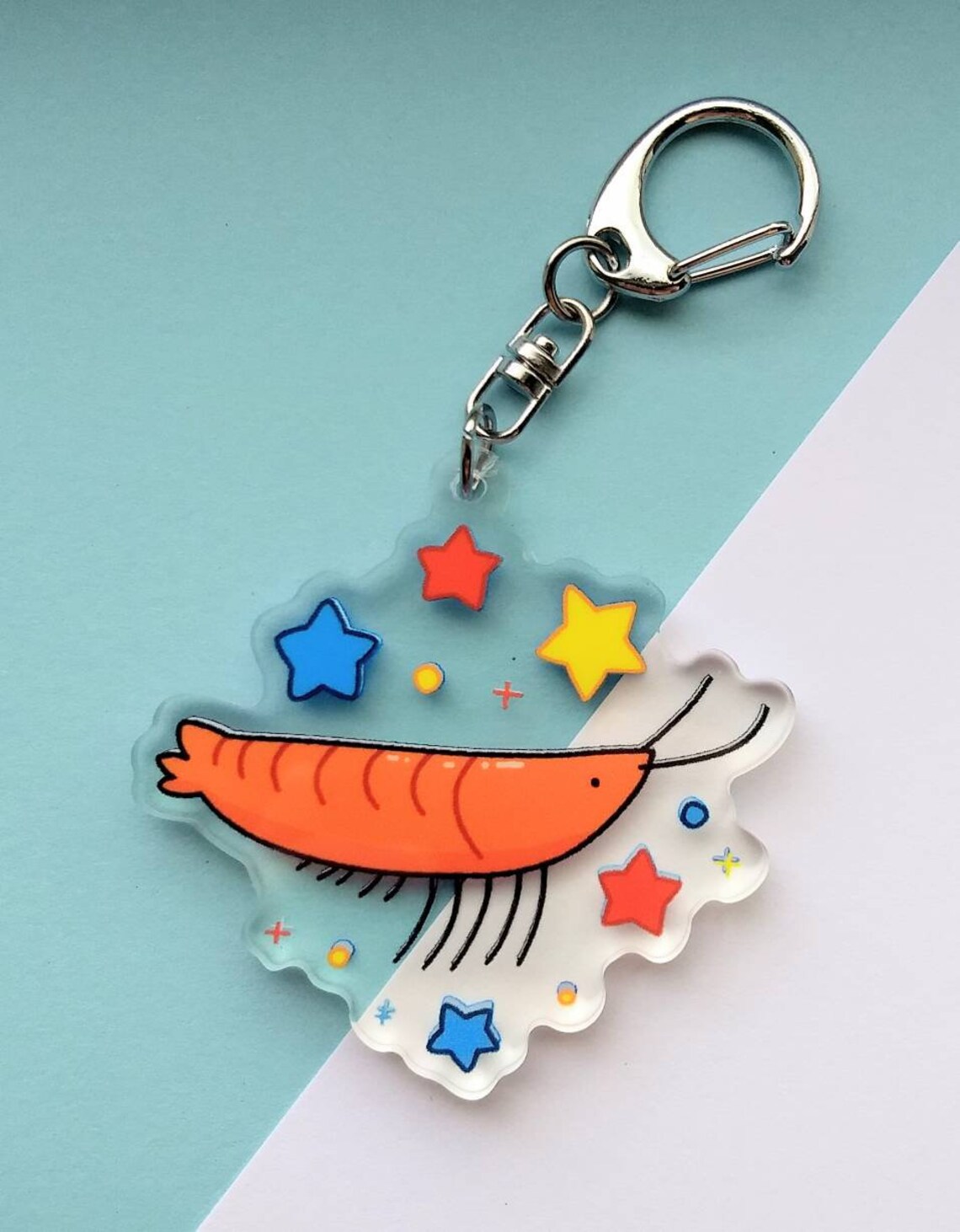 Shrimp Keychain Cute Aquarium Keychain Crystal Red Shrimp Etsy