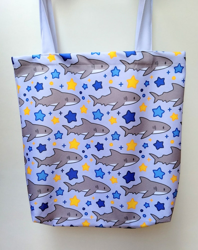 Shark Sea Puppy Tote Bag \u2014 Cute Shark Shopping Bag \u2014 Ocean Marine Life Shoulder Bag \u2014 Sea Life Tote Bag