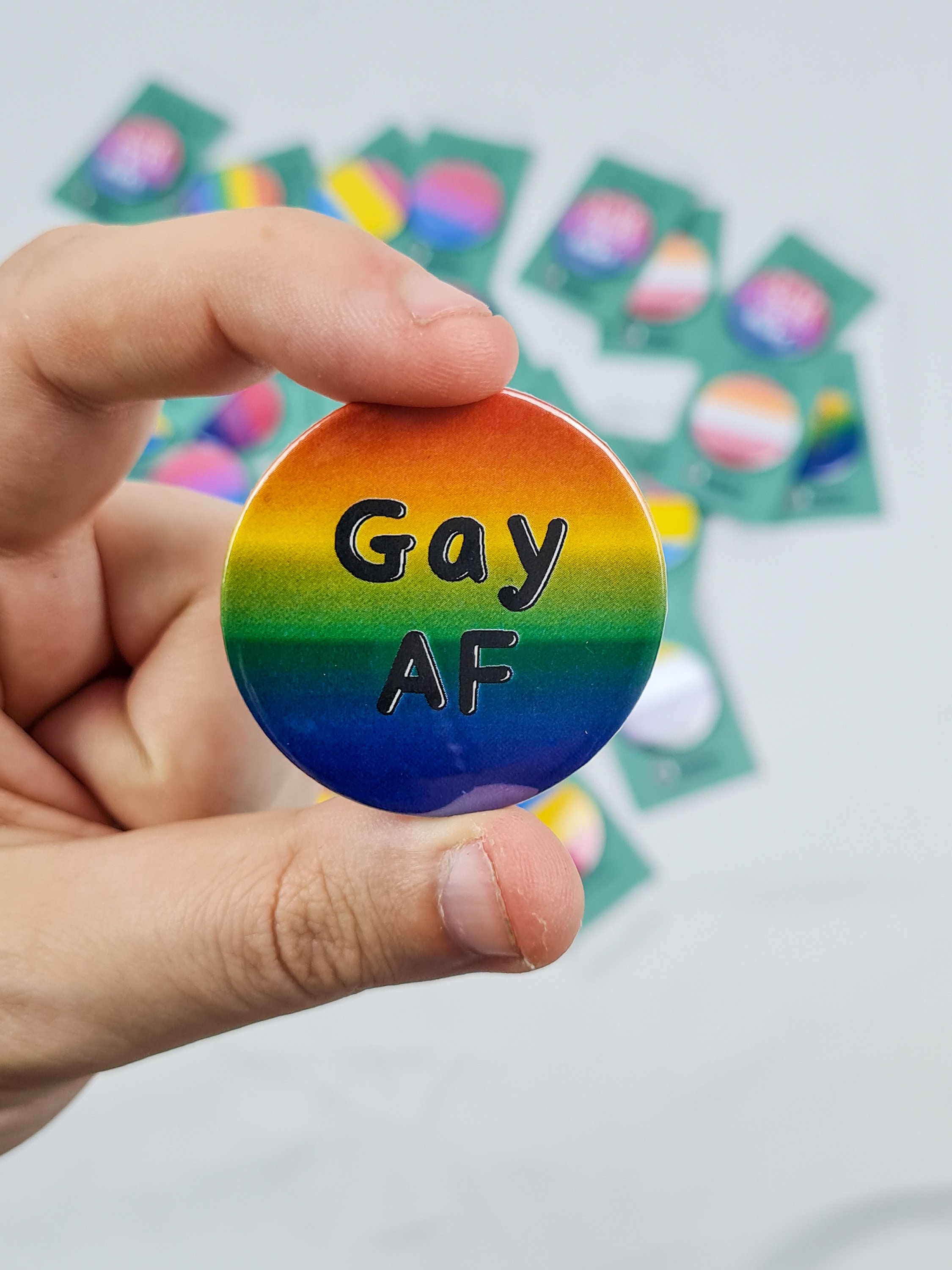 Gay Pride Pin Badge Gay AF Badge 45mm | Etsy
