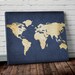 Navy WORLD MAP Wall ART Canvas World Map Print in Navy Blue | Etsy