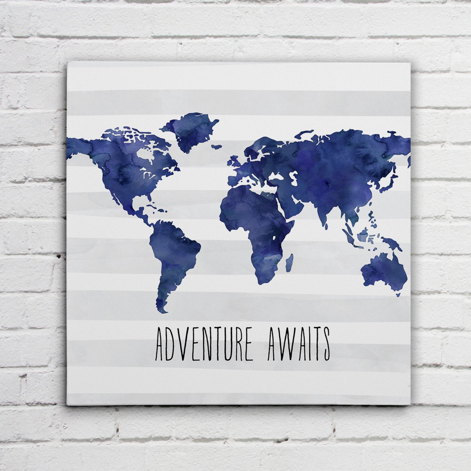 Adventure WORLD MAP Nursery Wall ART Canvas World Map Print Etsy
