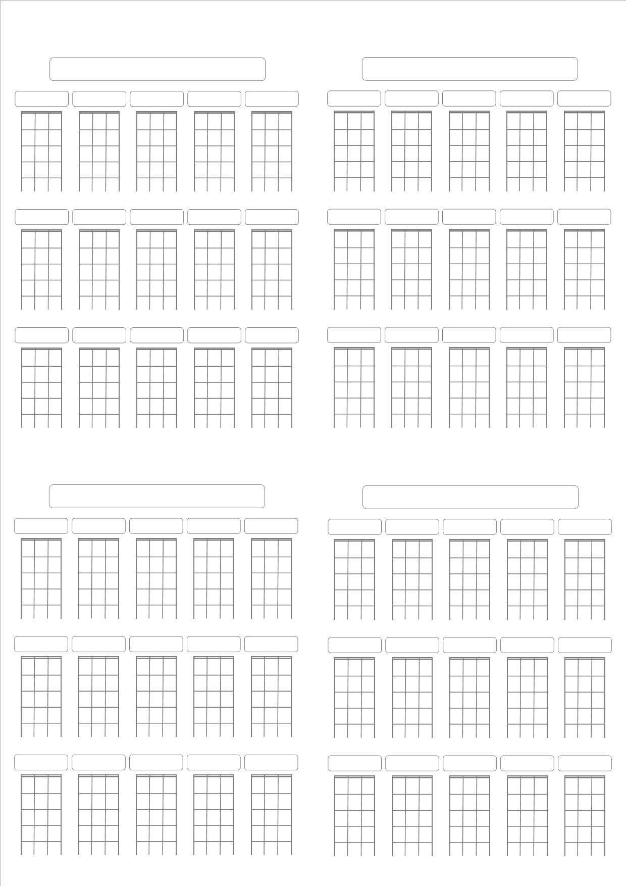 Printable Ukulele TAB Acordes de ukelele imprimibles