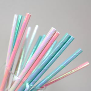 Iridescent Party Straws: Unicorn Party Supplies, Set of 10