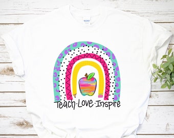 Teacher Shirt, Back to School Teacher Gift, Teach Love Inspire Shirt, Kindergarten Teacher Gift