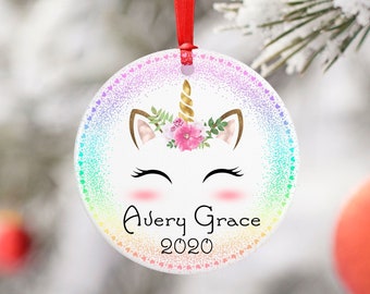 Unicorn Ornament, Christmas Ornament, Unicorn Christmas Ornamwnt, Unicorn Gift for her, Custom Ornament for Girl, Christmas Gift