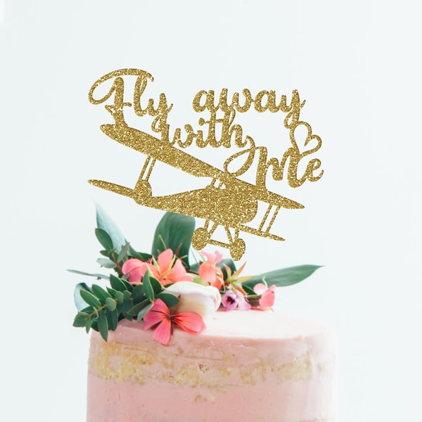 Airplane Wedding Cake Topper, Biplane Wedding Cake Topper, Come Fly With Me Cake Topper, Pilot Wedding Cake Topper