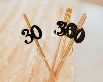 30th Birthday Party Straws, 30th Birthday for her, Dirty 30, 30Th Birthday Party, 30 Af, 30Th Party Supplies, Black and Gold 30th Birthday