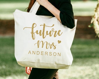 Bridal Tote Bag, Bridesmaid Tote Bag with zipper, Personalized Bride Tote Bag, Wedding Tote Bag, Gift for Bride