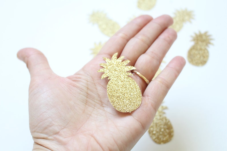 Summer Party Confetti Pineapple Confetti Pool Party Confetti XLARGE 3 Gold Pineapples Glitter Confetti Luau Party confetti