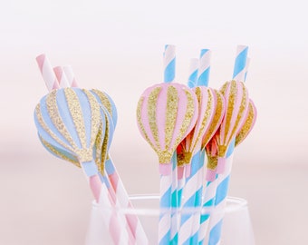 Hot Air Balloon Decorations - Hot Air Balloon Party - Up Up and Away - Fly Away with me - Party Straws - Paper Straws - First Birthday Party