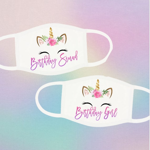Birthday Face Masks, Unicorn Birthday Face Mask, Washable Face Mask, Unicorn Birthday Squad Face Mask, Unicorn Birthday Party Favors Il_570xn