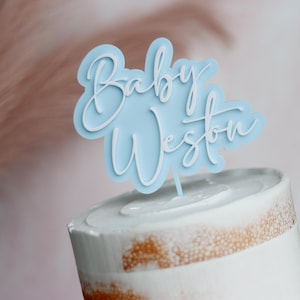 Personalized Baby Shower Cake Topper: Double-Layer Acrylic Charm