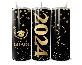 Class of 2024 Skinny Tumbler - 20oz Stainless Steel Tumbler with Straw and Lid - Perfect Graduation Gift for High School & College Graduates