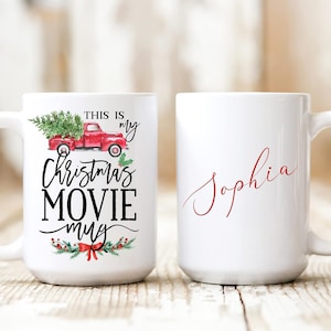 Christmas Mug, Christmas Movie Watching Mug, Personalized Christmas Gift for Her