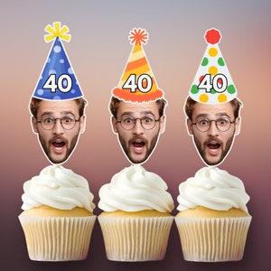 Topper per cupcake personalizzati con volto, topper per compleanno con foto, decorazioni personalizzate per feste di compleanno, regalo per lui o per lei, solo download digitale