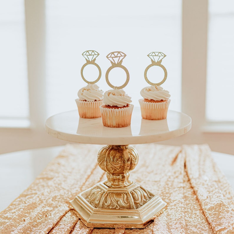 Ring Cupcake Toppers, Diamond Ring Cupcake Toppers, Bridal Shower Decorations, Bride to Be Decor 