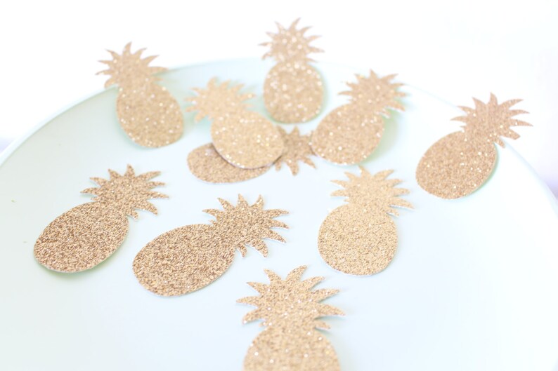 Summer Party Confetti Pineapple Confetti Pool Party Confetti XLARGE 3 Gold Pineapples Glitter Confetti Luau Party confetti