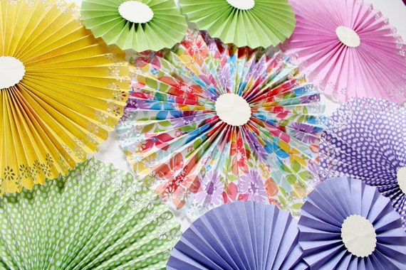 Paper Rosettes - Paper Pinwheels - Pinwheel Backdrop - Paper Fans - Garden Party - Baby Shower Decor - Bridal Shower Decor Il_570xn