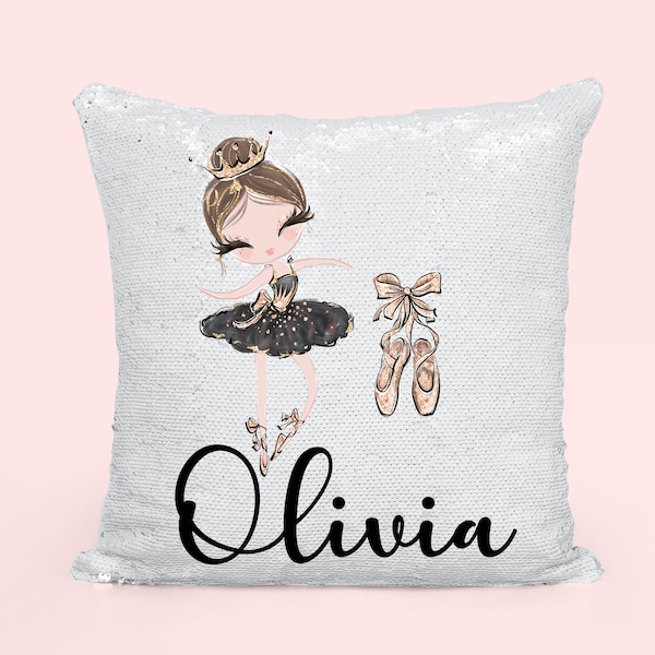 Personalized Ballerina Sequin Pillow Case, Mermaid Magic Pillow, Custom Gift for Ballet Lovers, Ideal Christmas Present/Birthday Gift