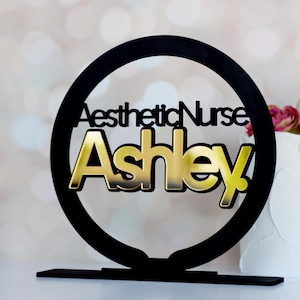 Custom Wooden Logo Centerpiece: Branded Business Table Sign