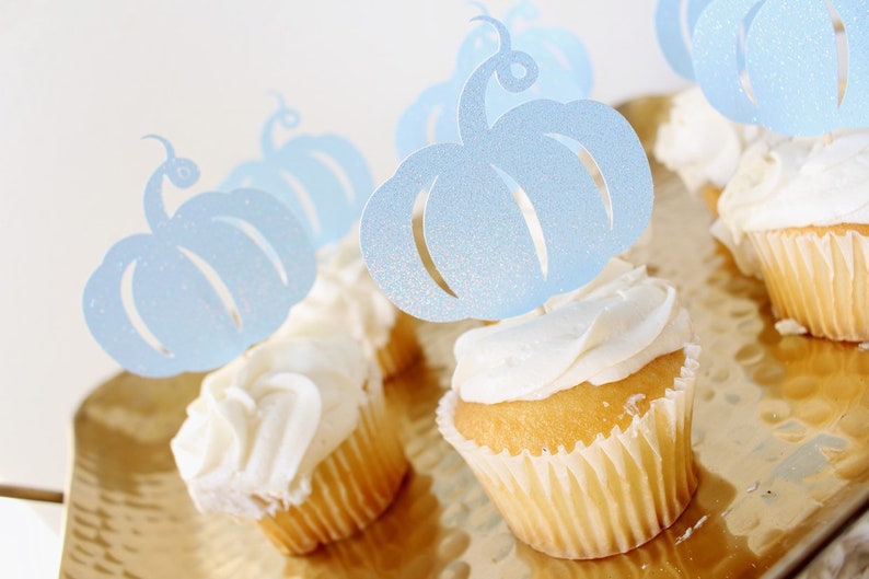 Pumpkin Cupcake Toppers, Pumpkins, 1st Birthday Decorations, Set of 12. image 2